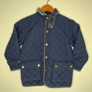 Polo by Ralph Lauren Winter Jacket Boys Size 4 Quilted Corduroy Trim Lined Blue